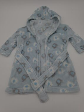Gentle Steps Baby Bath Robe Blue W/Elephants Size: 0-9 Months Soft Fluffy
